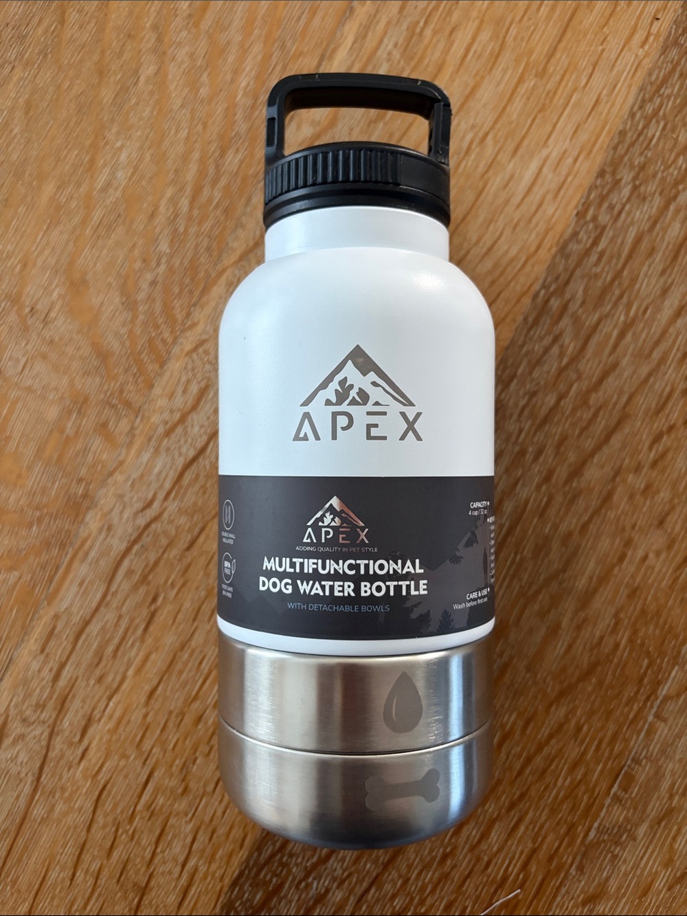 Apex multifunctional dog/human water bottle.